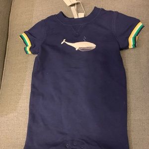 Adorable whale romper w/ cute sweatshirt cuff! NWT